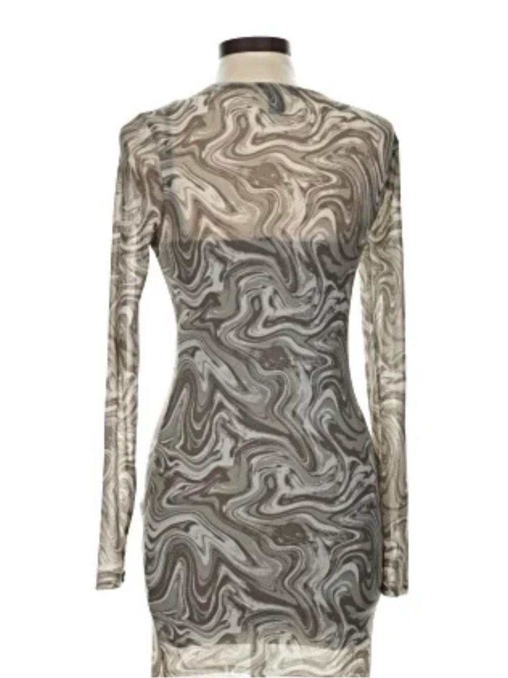 long-sleeve mesh mini dress